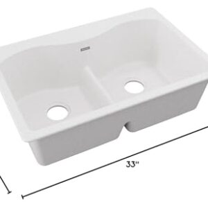 Elkay Quartz Classic ELGLB3322WH0 White Equal Double Bowl Top Mount Sink with Aqua Divide