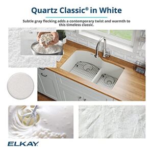 Elkay Quartz Classic ELGLB3322WH0 White Equal Double Bowl Top Mount Sink with Aqua Divide