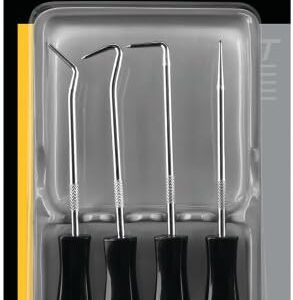 Performance Tool 1103 4-Piece Hook & Pick Set - Mark Metal or Plastic, Separate Wiring, Remove Fuses, Pick Up Small Parts and Washers