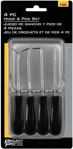 Performance Tool 1103 4-Piece Hook & Pick Set - Mark Metal or Plastic, Separate Wiring, Remove Fuses, Pick Up Small Parts and Washers