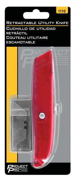 Performance Tool 1110 Die-Cast Metal Body with In Handle Blade Storage and Push Button Retractable Blade - Perfect for Cutting, Trimming, and More