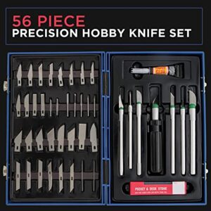 TCP Global® Deluxe Cutting Knife SET with Case Similar to Exacto - 56 Piece Precision Hobby Knife Set