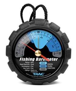camco trac outdoors fishing barometer | features an adjustable pressure change indicator with reference marker & color-coded dial | easily calibrates to local barometric pressure (69200)