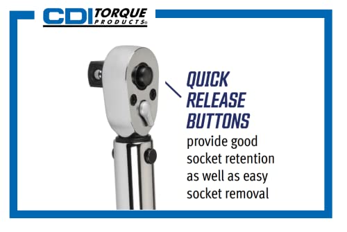 CDI 2503MFRMH Dual Scale Micrometer Adjustable Click Style Torque Wrench with Metal Handle - 1/2-Inch Drive - 30 to 250 ft. lbs. Torque Range