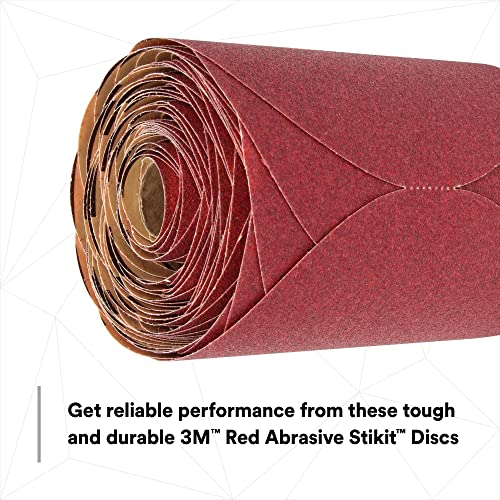 3M Stikit Red Abrasive Sanding Discs, 01112, No Hole, 6 in, 180+ Grade, Pack of 100 Discs, for Auto Sanding, Primer Sanding, E-Coat Sanding