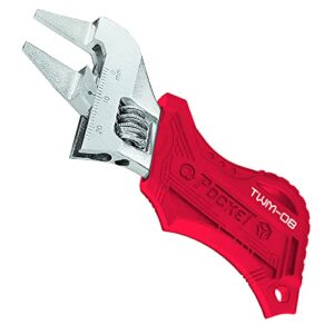 110mm stubby pocket sized adjustable wrench spanner with ultra slim 2mm jaws and comfort handle cover (tpr), engineer twm-08