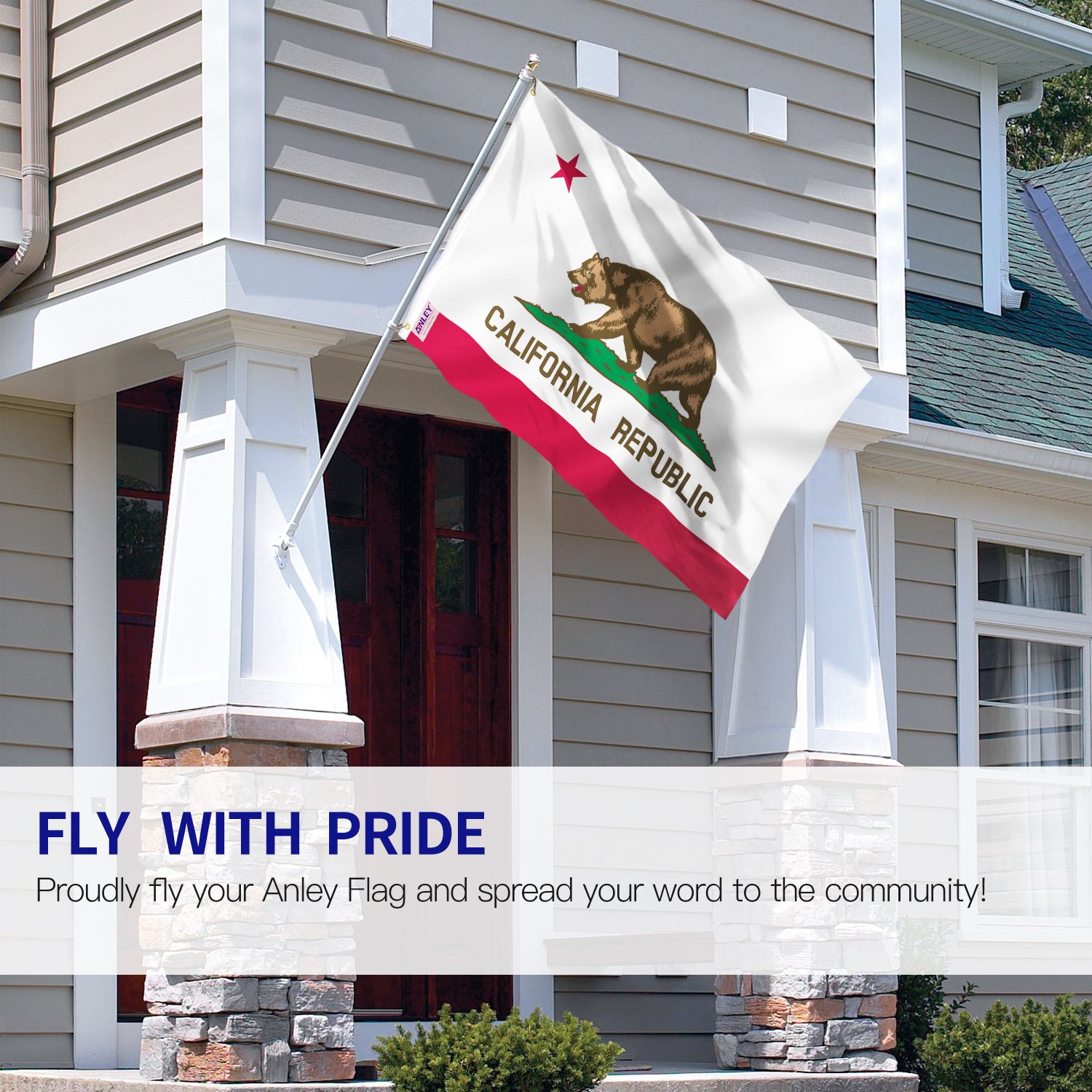 Anley Fly Breeze 3x5 Foot California State Flag - Vivid Color and Fade proof - Canvas Header and Double Stitched - Calif. CA Flags Polyester with Brass Grommets 3 X 5 Ft