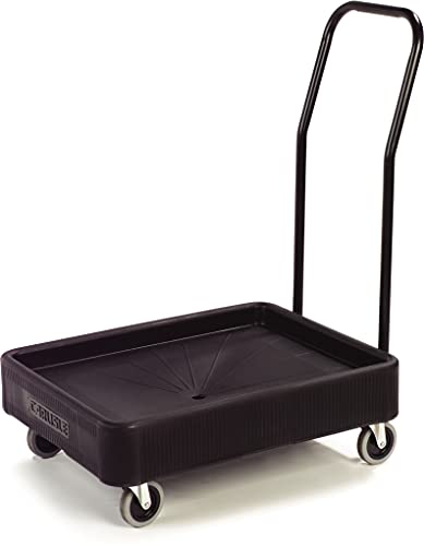 Carlisle FoodService Products XDL3000H03 Cateraide Polyethylene Dolly with Handle, 28-3/4" Length x 22-3/8" Width x 5" Depth, Black