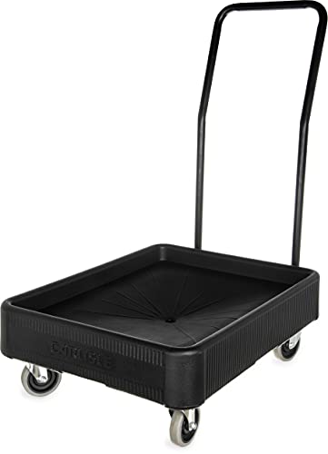 Carlisle FoodService Products XDL3000H03 Cateraide Polyethylene Dolly with Handle, 28-3/4" Length x 22-3/8" Width x 5" Depth, Black