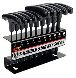 performance tool w80276 10-piece star t-handle allen wrench set, long arm hex key wrench set