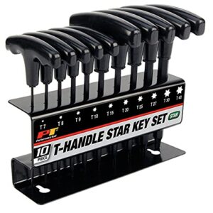 Performance Tool W80276 10-Piece Star T-Handle Allen Wrench Set, Long Arm Hex Key Wrench Set