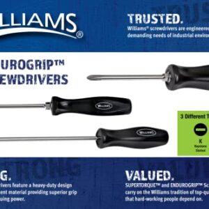 Williams 8-Piece Endurogrip Multi-Size Screwdriver Set, Keystone Slots Hex Bolster & Phillips, Comfort Grip Prevents Slippage, Extra Strength Steel Chrome Blades