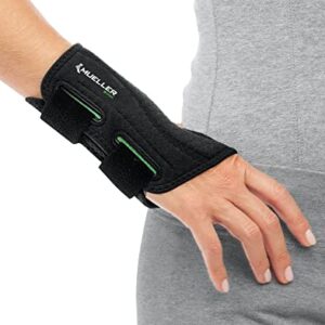 Mueller Sports Medicine Green Fitted Wrist Brace for Men and Women, Support and Compression for Carpal Tunnel Syndrome, Tendinitis, and Arthritis, Right Hand, Black, Small/Medium