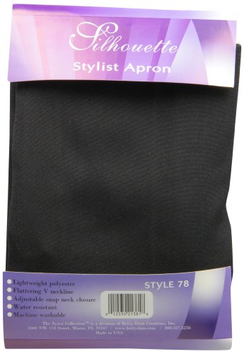 Betty Dain Silhouette Stylist Apron in Black for Salon Hairstylist and Professional Cosmetology Featuring a V-Neck Design | Water Resistant, Lightweight Polyester with Adjustable Snap-Closure