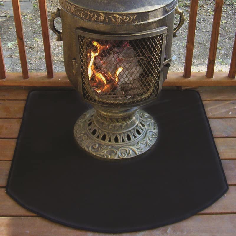 The Blue Rooster Flexible Fire Resistant Chiminea Pad 36" - Half Round CPSC Certified Firepit mat, Thick 6mm Pad Protects Deck, Patio, and Cushions Knees When Adding Wood to The Fire.