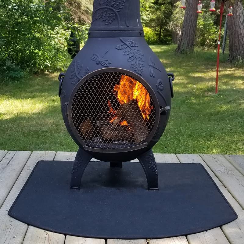 The Blue Rooster Flexible Fire Resistant Chiminea Pad 36" - Half Round CPSC Certified Firepit mat, Thick 6mm Pad Protects Deck, Patio, and Cushions Knees When Adding Wood to The Fire.