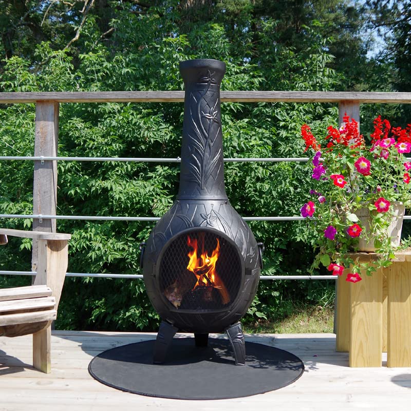 The Blue Rooster Flexible Fire Resistant Chiminea Pad 36" - Half Round CPSC Certified Firepit mat, Thick 6mm Pad Protects Deck, Patio, and Cushions Knees When Adding Wood to The Fire.