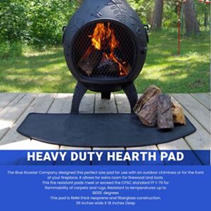 The Blue Rooster Flexible Fire Resistant Chiminea Pad 36" - Half Round CPSC Certified Firepit mat, Thick 6mm Pad Protects Deck, Patio, and Cushions Knees When Adding Wood to The Fire.