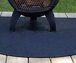 The Blue Rooster Flexible Fire Resistant Chiminea Pad 36" - Half Round CPSC Certified Firepit mat, Thick 6mm Pad Protects Deck, Patio, and Cushions Knees When Adding Wood to The Fire.