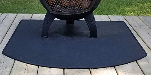 The Blue Rooster Flexible Fire Resistant Chiminea Pad 36" - Half Round CPSC Certified Firepit mat, Thick 6mm Pad Protects Deck, Patio, and Cushions Knees When Adding Wood to The Fire.