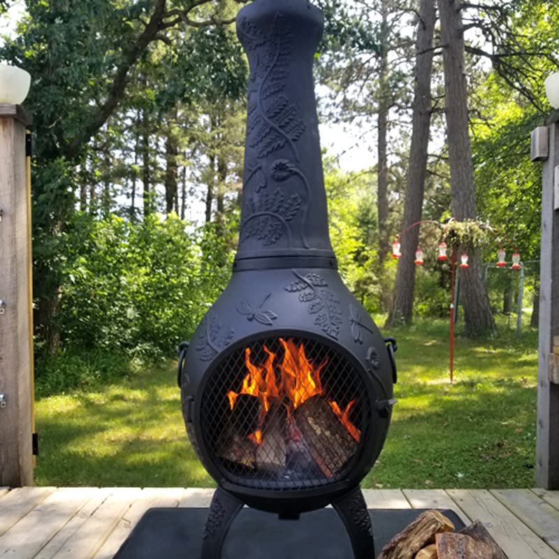 The Blue Rooster Flexible Fire Resistant Chiminea Pad 36" - Half Round CPSC Certified Firepit mat, Thick 6mm Pad Protects Deck, Patio, and Cushions Knees When Adding Wood to The Fire.