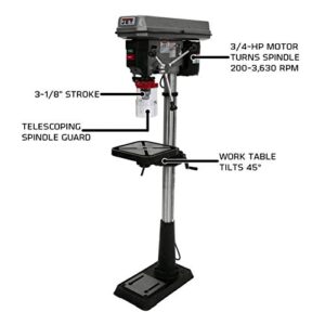 JET J-2500, 15-Inch Step Pulley Drill Press, 16 Speed, 1Ph 115V (354400)