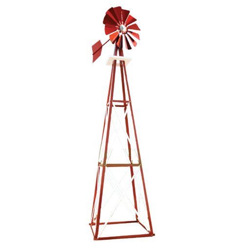 Outdoor Water Solutions 9-Foot Red and White Powder Coated Backyard Windmill