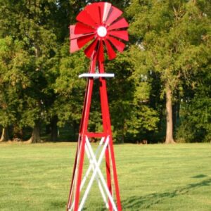 Outdoor Water Solutions 9-Foot Red and White Powder Coated Backyard Windmill