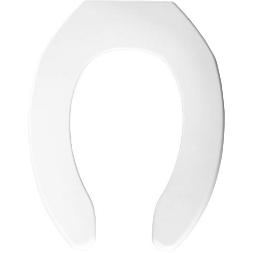 BEMIS 1055 000 Commercial Heavy Duty Open Front Toilet Seat without Cover, ELONGATED, Plastic, White