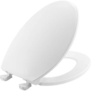 bemis 1800ec 000 plastic toilet seat with easy clean & change hinges, elongated, white
