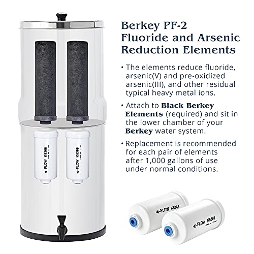 Royal Berkey Gravity-Fed Water Filter System 3.25 Gallon with 2 Black Berkey Elements, 2 Berkey PF-2 Fluoride and Arsenic Reduction Elements