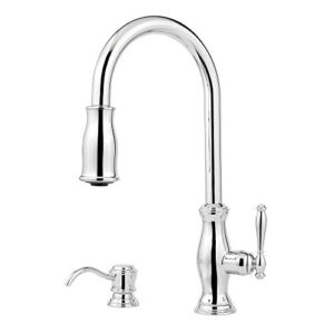 pfister gt529-tmc gt529-tmc hanover 1-handle pull-down kitchen faucet with soap dispenser, chrome