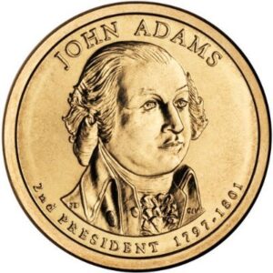 2007 d mint john adams presidential $1 coin unc - 2nd president, 1797-1801