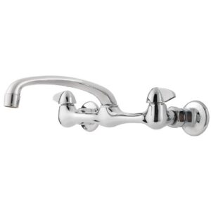 pfister g1271000 pfirst series 2-handle wallmount kitchen faucet, polished chrome
