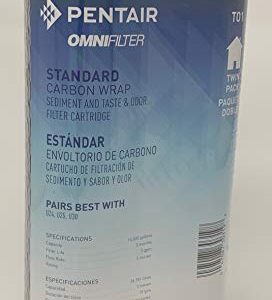 Omnifilter Standard T01 Omni TO1 Whole House Replacement Under Sink Water Filter Carbon Wrapped Cartridge (2-Pack) Chlorine Taste Odor Sediment TO1 T01 (Twin Pack) Water Filter Newest Model