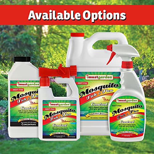I Must Garden Outdoor Yard Spray – Ready to Use: Kills & Repels Mosquitos, Ticks, Fleas, and Other Biting Insects – Powerful Blend of Natural Essential Oils – Safe for People, Pets & Plants – 1 Gallon