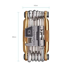 Crankbrothers Multi Tool M 17 Bike Tool - MTB Multi-Tool Gold - 17 bicycle tools (17 in 1 tool), ergonomic and lightweight