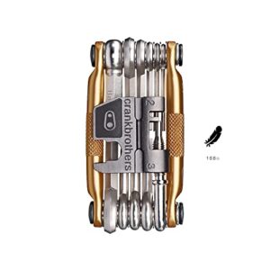 Crankbrothers Multi Tool M 17 Bike Tool - MTB Multi-Tool Gold - 17 bicycle tools (17 in 1 tool), ergonomic and lightweight