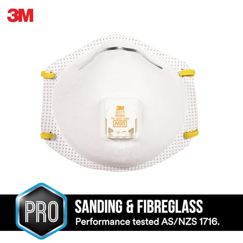 3M All-In-One Respirator, Best for Sanding, Fiberglass, Drywall, Painting, N95, Exhalation Valve Helps Direct Exhaled Air Downward, Relief From Dusts And Certain Particles, 10-Pack