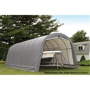 shelterlogic outdoor round garage boat/car grey 14 x 12 x 28-foot storage shed