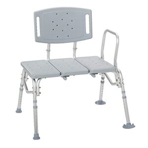 drive medical 12025kd-1 folding universal sliding transfer bench, gray