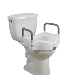 Drive Medical RTL12027RA 2-in-1 Raised Toilet Seat with Removable Padded Arms, Standard Seat