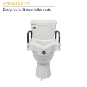 Drive Medical RTL12027RA 2-in-1 Raised Toilet Seat with Removable Padded Arms, Standard Seat