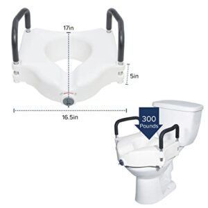 Drive Medical RTL12027RA 2-in-1 Raised Toilet Seat with Removable Padded Arms, Standard Seat