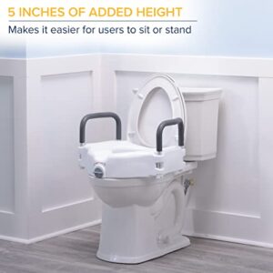 Drive Medical RTL12027RA 2-in-1 Raised Toilet Seat with Removable Padded Arms, Standard Seat