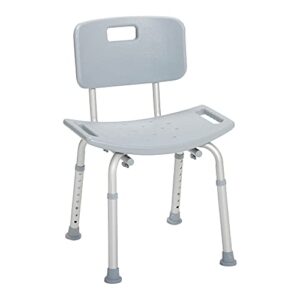 drive medical rtl12202kdr shower chair with back, adjustable stool with suction feet, shower seat for inside shower or tub, bathroom bench bath chair for elderly and disabled, 300 lb weight cap, grey