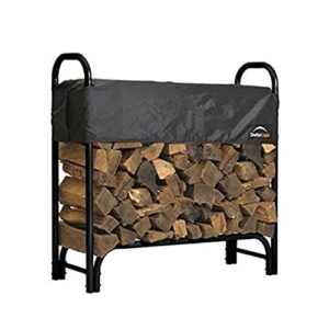 shelterlogic 4' adjustable heavy duty outdoor firewood rack with steel frame construction and water-resistant cover