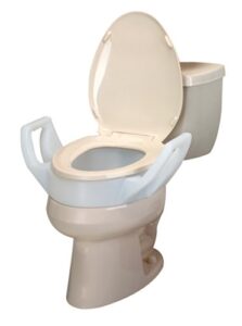 sp ableware 725753311 elevated toilet seat with arms for elongated toilet, 3-1/2", white, supports up to 300-pound