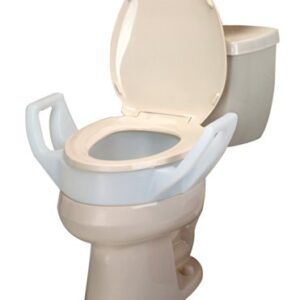 SP Ableware 725753311 Elevated Toilet Seat with Arms for Elongated Toilet, 3-1/2", White, Supports Up to 300-Pound