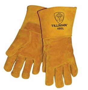 john tillman x-large 14" gold reverse grain pigskin cottonfoam lined stick welders gloves with kevlar thread locking stitch (carded) (aras-til495xl)